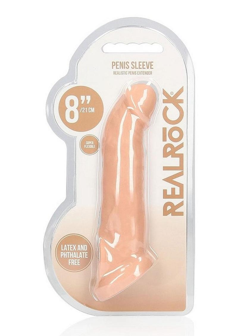 Realrock Skin Penis Extender with Rings - Vanilla - 8in