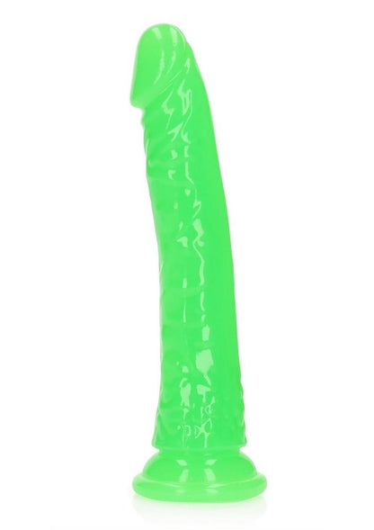 Realrock Slim Glow In The Dark Dildo with Suction Cup - Glow In The Dark/Green - 8in