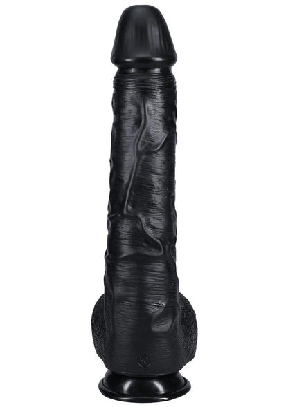 Realrock Ultra Realistic Skin Extra Large Straight Dildo with Balls and Suction Cup - Chocolate - 15in