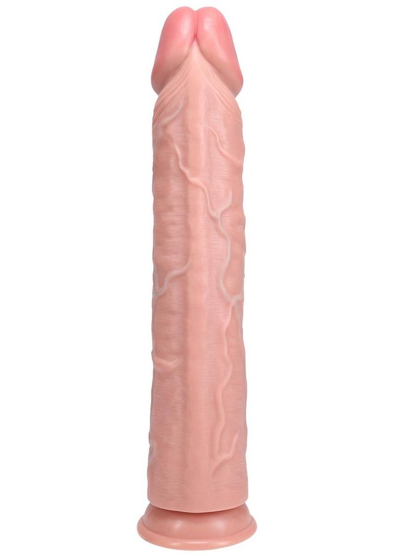 Realrock Ultra Realistic Skin Extra Large Straight Dildo with Suction Cup - Vanilla - 14in