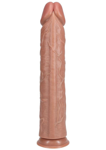 Realrock Ultra Realistic Skin Extra Large Straight Dildo with Suction Cup - Caramel - 15in