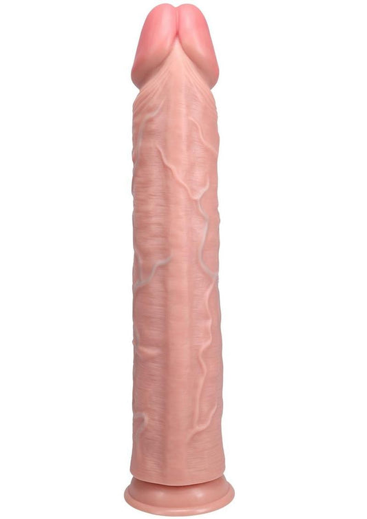 Realrock Ultra Realistic Skin Extra Large Straight Dildo with Suction Cup - Vanilla - 15in