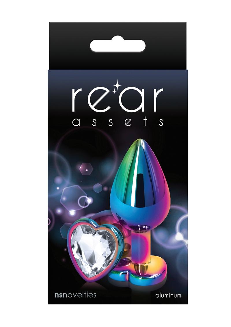 Rear Assets Multicolor Heart Anal Plug - Clear/Multicolor - Medium