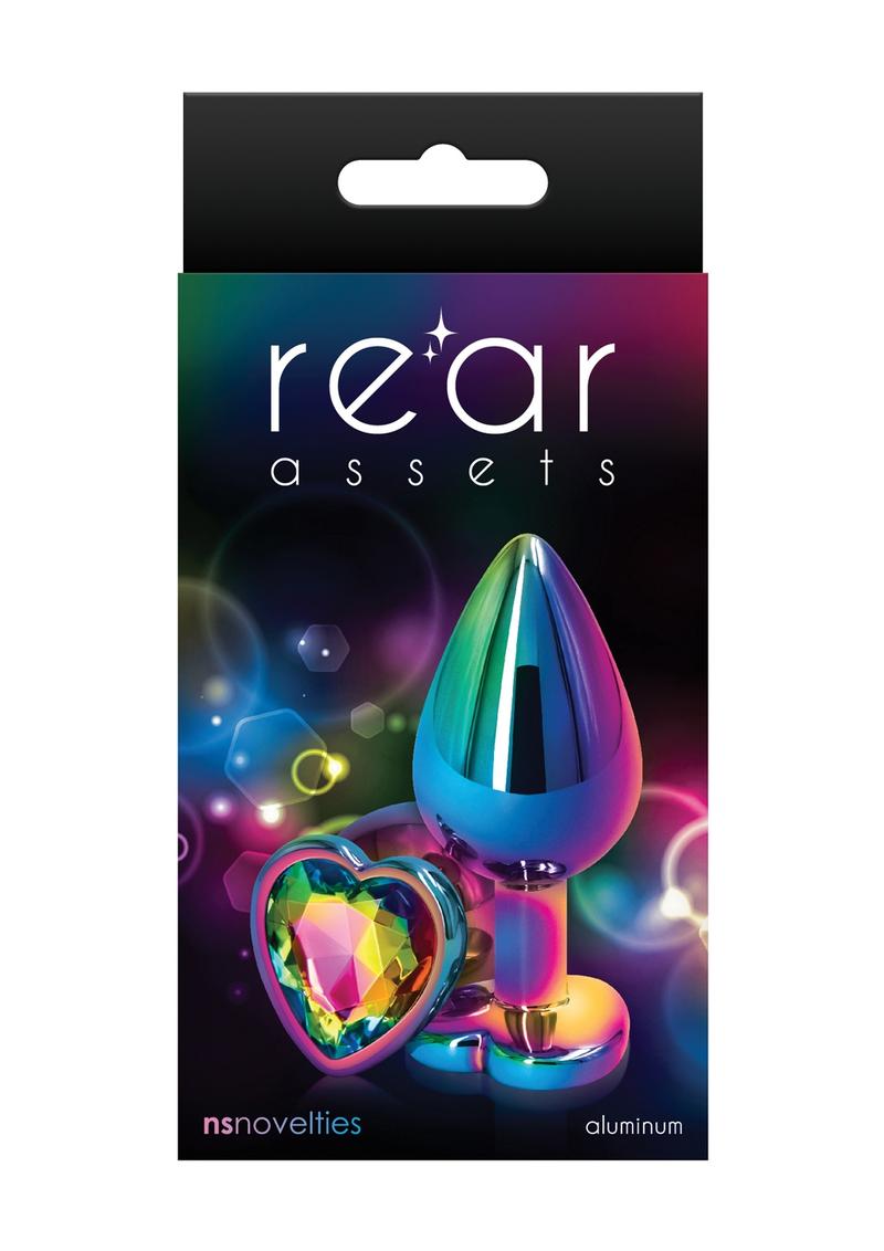 Rear Assets Multicolor Heart Anal Plug - Rainbow - Medium/Small