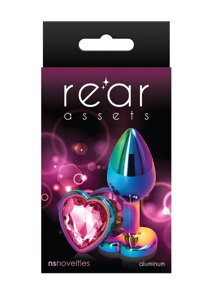 Rear Assets Multicolor Heart Anal Plug - Multicolor/Pink - Small