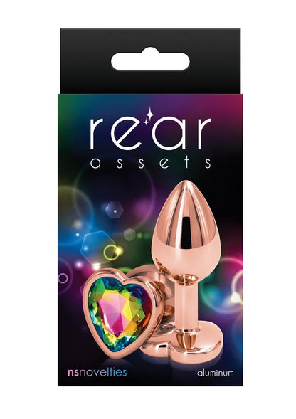 Rear Assets Rose Gold Heart Anal Plug - Multicolor/Rainbow - Small