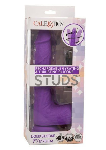 Rechargeable Gyrating and Thrusting Silicone Studs - Purple