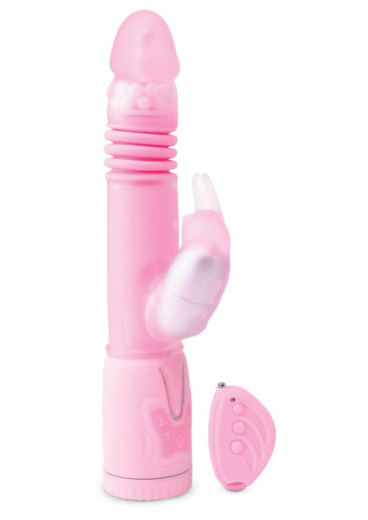 Remote Control Thrusting Rabbit Pearl Vibrator - Pink