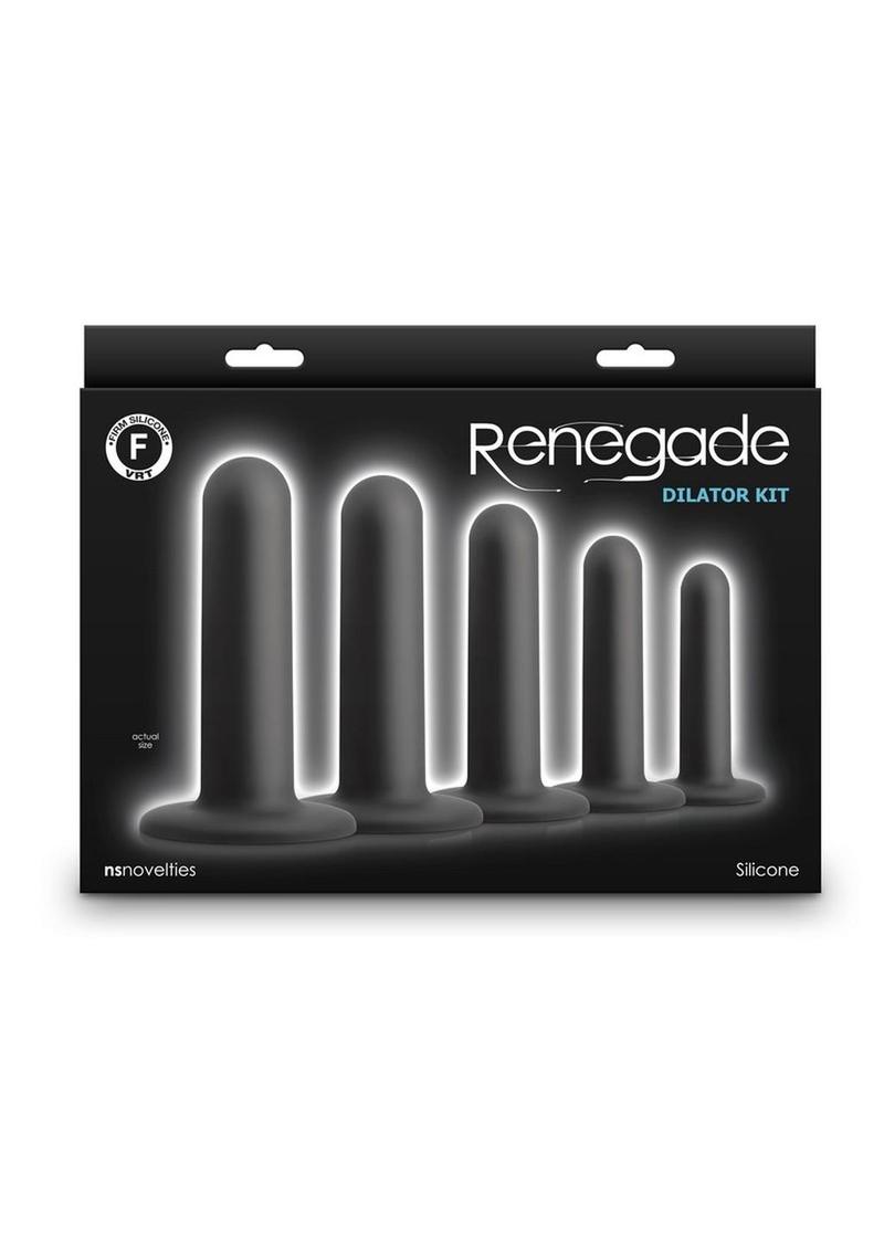 Renegade Dilator Kit Silicone Anal Plugs with Suction Cups - Black - 5 Piece