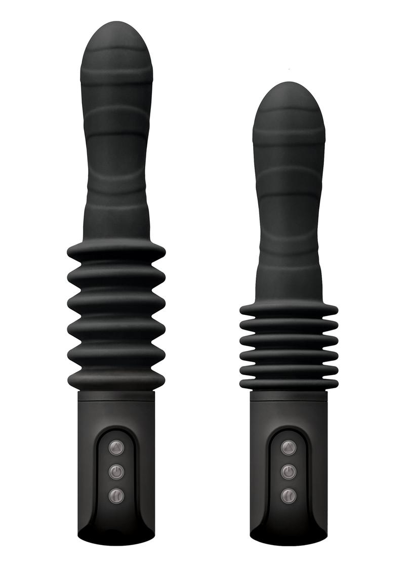 Renegade Rechargeable Deep Stroker Silicone Thrusting Vibrating Wand Massager - Black