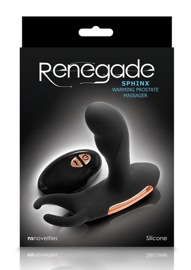 Renegade Sphinx Rechargeable Silicone Warming Prostate Massager with Remote Control - Black