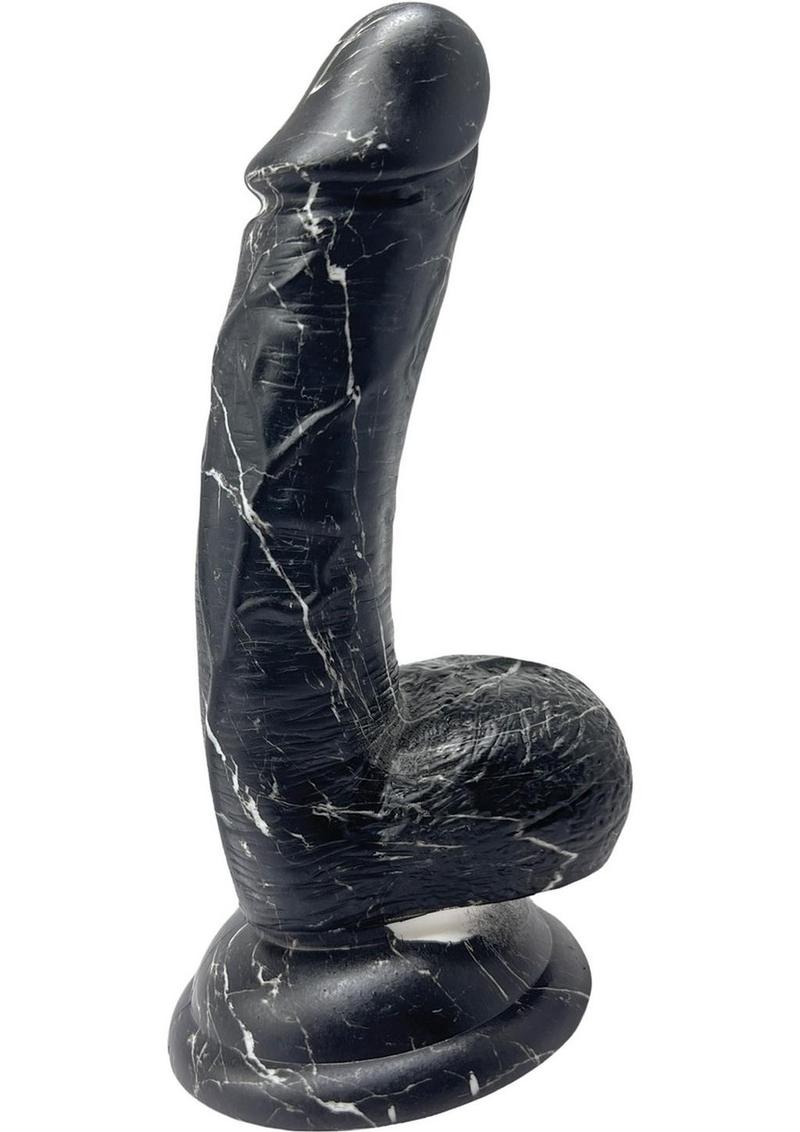 Rock Cocks Olympus Silicone Dildo - Black/White - 6.5in