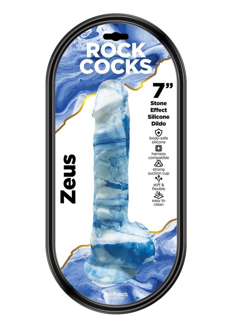 Rock Cocks Zeus Silicone Dildo - Blue/White - 7in