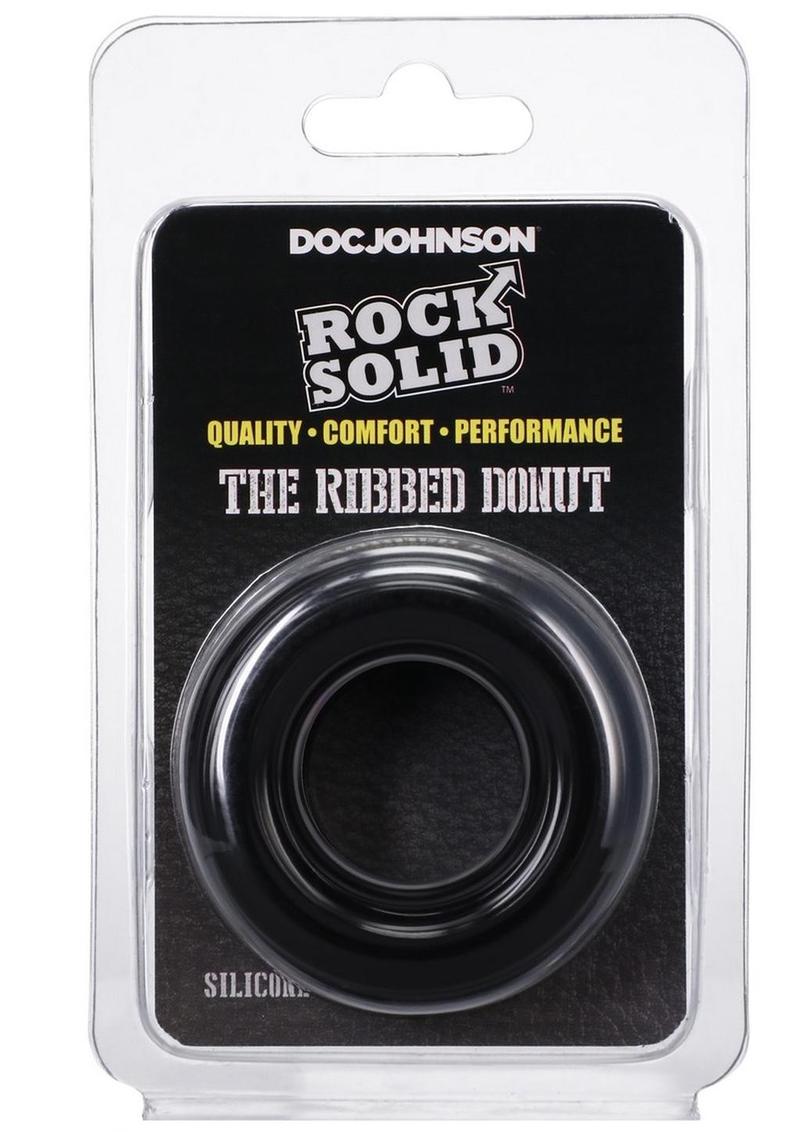 Rock Solid Ribbed Donut Silicone Cock Ring - Black