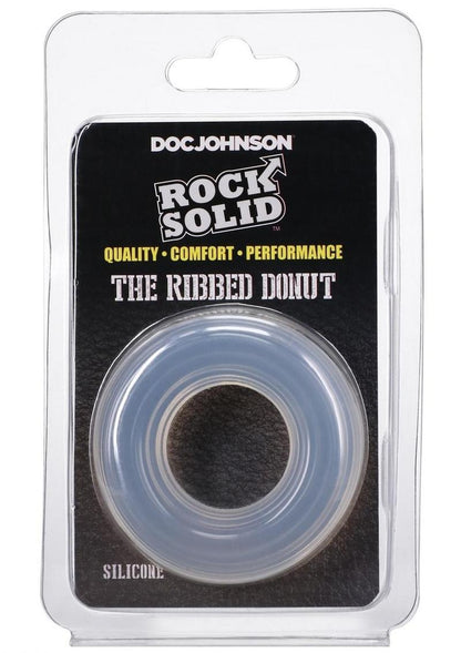 Rock Solid Ribbed Donut Silicone Cock Ring - Clear