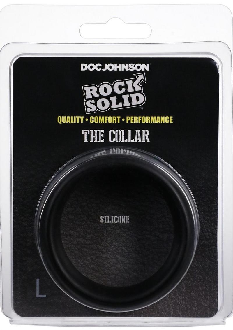 Rock Solid The Silicone Collar Cock Ring - Black - Large