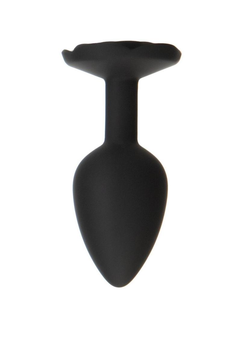 Roses Til Dawn Silicone Butt Plug - Black - Small