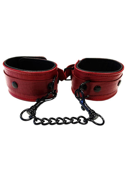 Rouge Anaconda Adjustable Wrist Cuffs - Black/Burgundy/Red