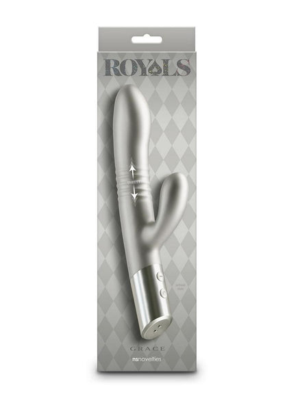 Royals Grace Rechargeable Silicone Rabbit Vibrator - Gray/Grey