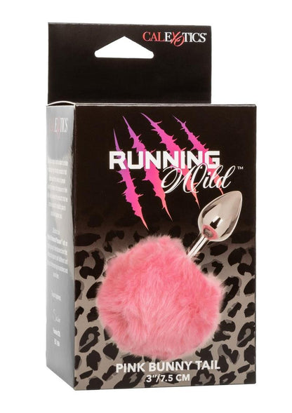 Running Wild Faux Fur Bunny Tail and Metallic Anal Plug - Metal/Pink