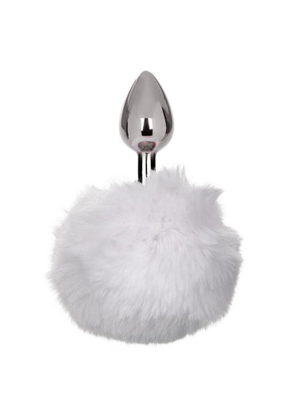 Running Wild Faux Fur Bunny Tail and Metallic Anal Plug - White