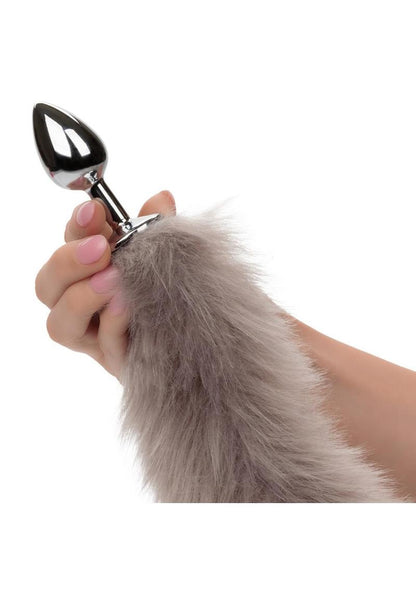 Running Wild Grey Tail Faux Fur Tail and Metallic Anal Plug