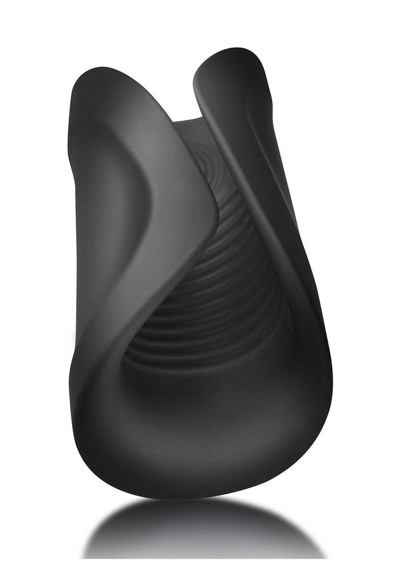 Rush Silicone Vibrating Textured Masturbator - Black