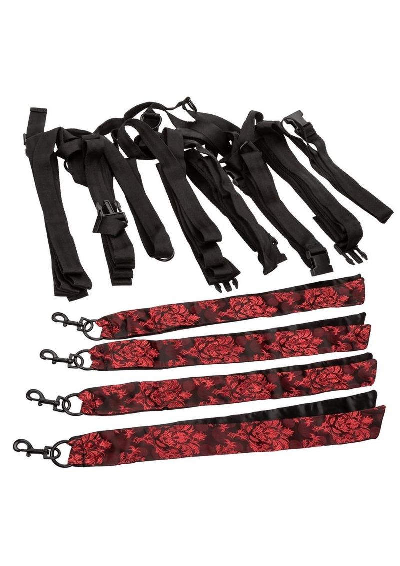 Scandal 8 Points Of Love Bed Restraint - Black/Multicolor/Red