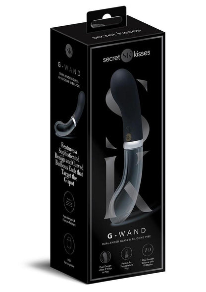 Secret Kisses Glass G Rechargeable Silicone Wand - Black/Clear