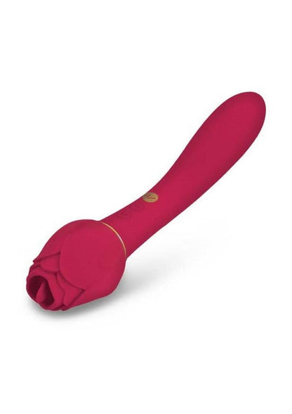 Secret Kisses Rosegasm Lingo Rechargeable Silicone Dual End Vibrator with Clitoral Stimulator