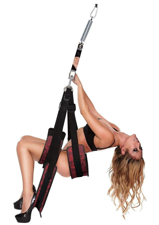 Secret Kisses Rosegasm Pleasure Swing with Satin Blindfold - Black/Red