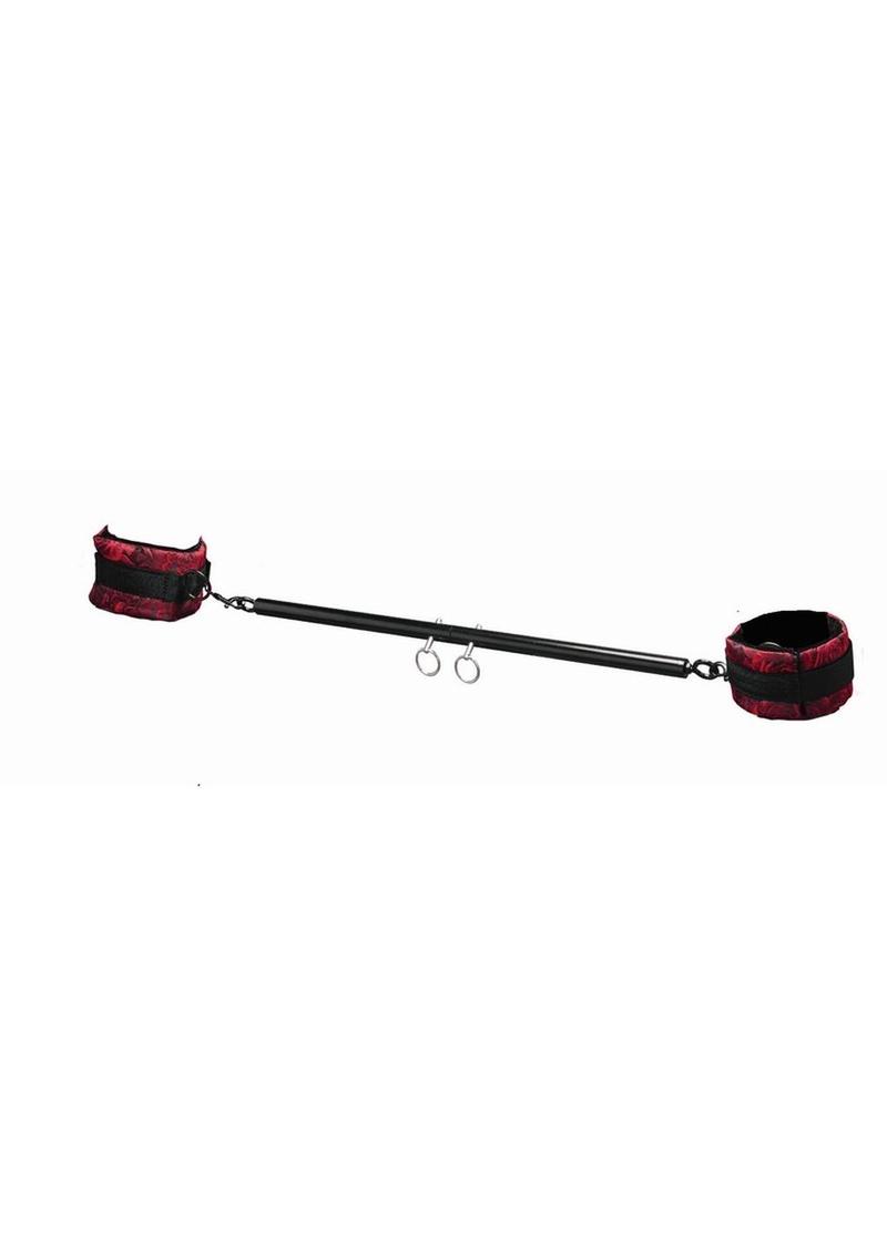 Secret Kisses Rosegasm Spreader Bar Set with Ankle Cuffs and Blindfold - Black/Red