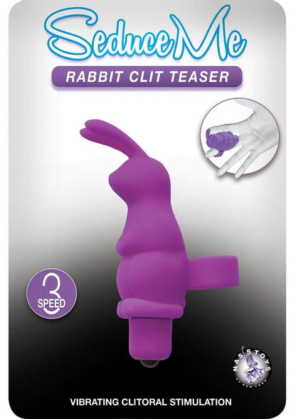 Seduce Me Rabbit Clit Teaser Silicone Finger Massager - Purple