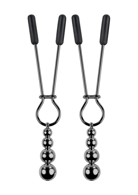 Selopa Beaded Nipple Clamps - Black Chrome - Black