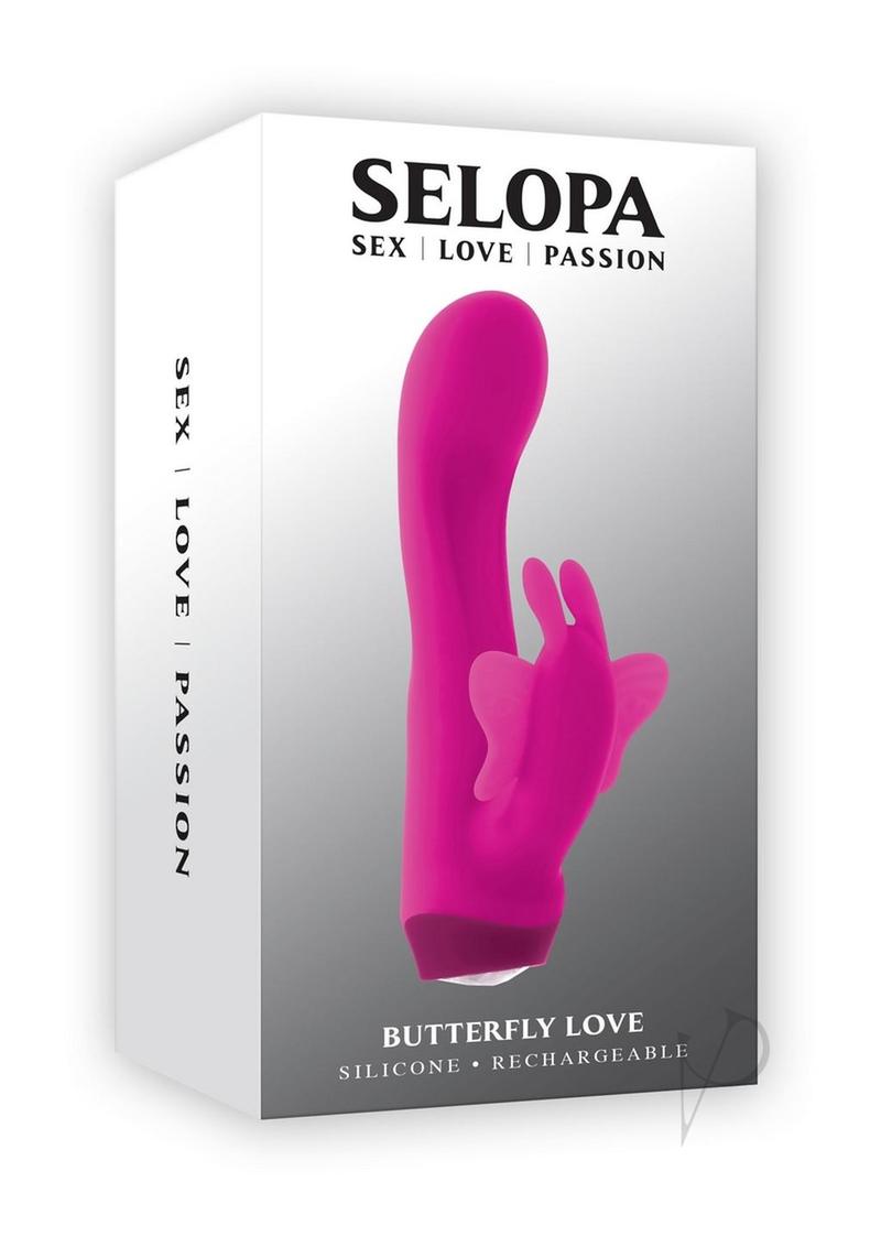 Selopa Butterfly Love Rechargeable Silicone Dual Vibrator - Pink