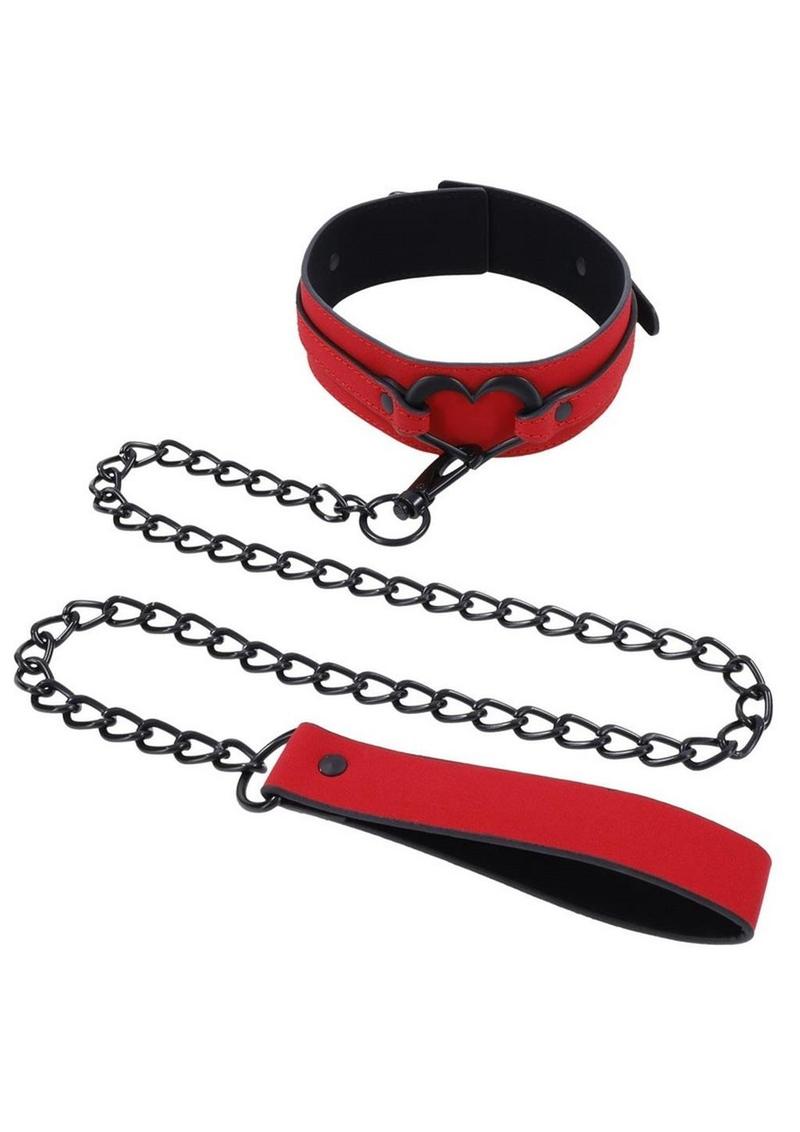 Sex and Mischief Amor Collar and Leash - Black/Rose Gold