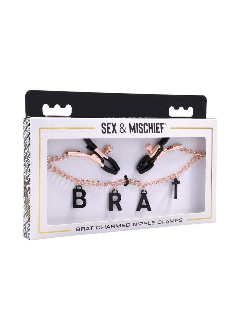 Sex and Mischief Brat Charm Nipple Clamp - Black/Rose Gold