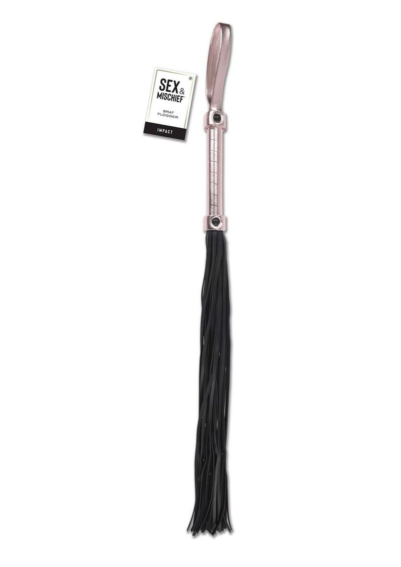 Sex and Mischief Brat Flogger - Black/Rose Gold