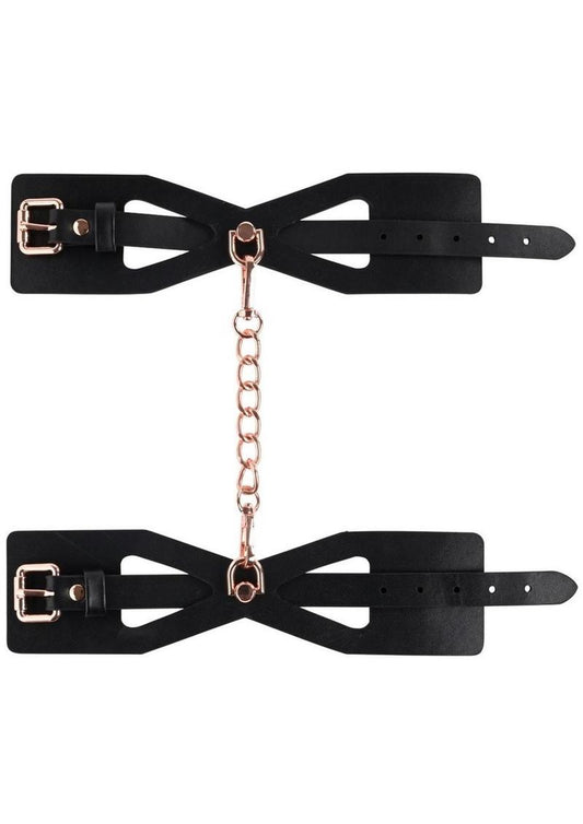 Sex and Mischief Brat Handcuffs - Black/Rose Gold