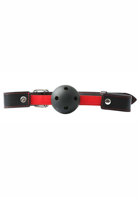 Sex and Mischief Hush Ball Gag Adjustable Strap - Black/Red