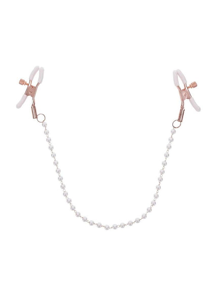 Sex and Mischief Peaches 'N Creame Pearl Nipple Clamps - Ivory/Rose Gold