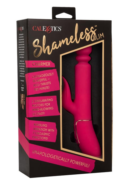 Shameless Slim Charmer Silicone Rechargeable Thrusting Rabbit Vibrator - Pink