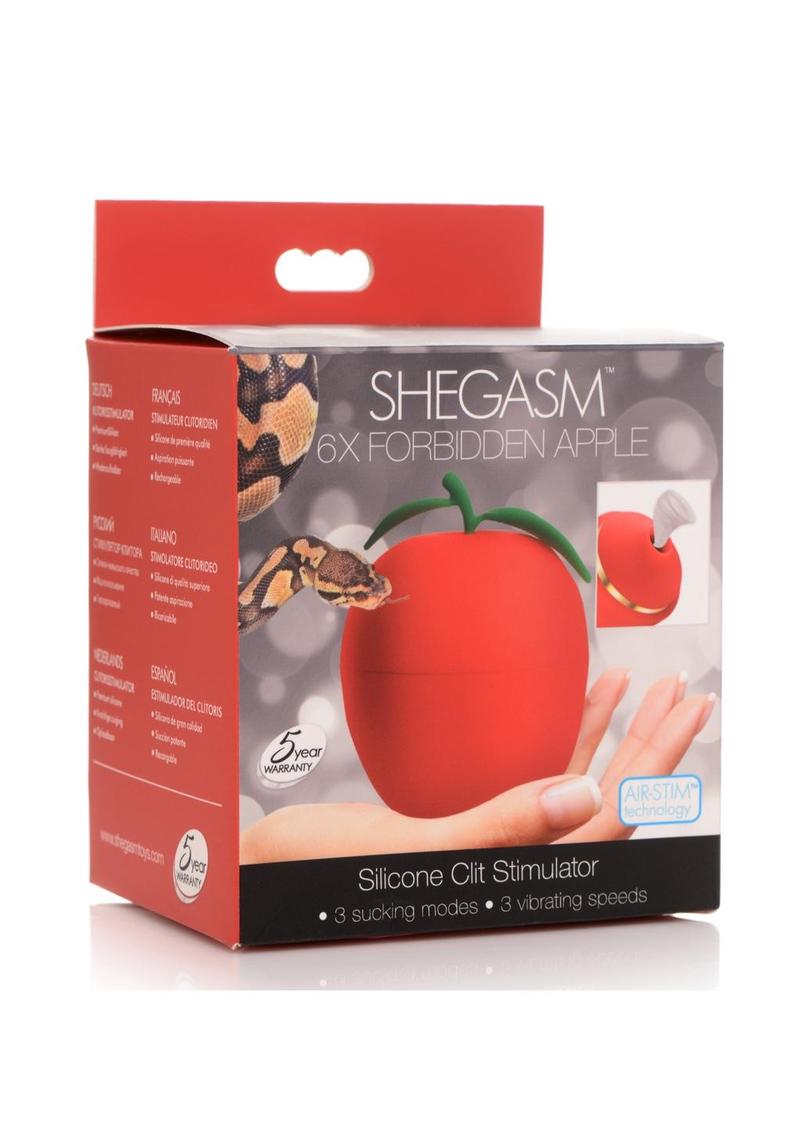 Shegasm 6x Forbidden Apple Rechargeable Silicone Clit Stimulator - Red