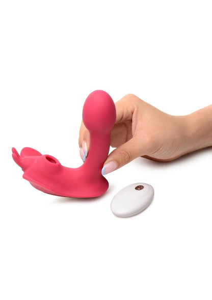 Shegasm Butterfy Tease Rechargeable Silicone 10x Clitoral Suction Stimulator with Remote Control