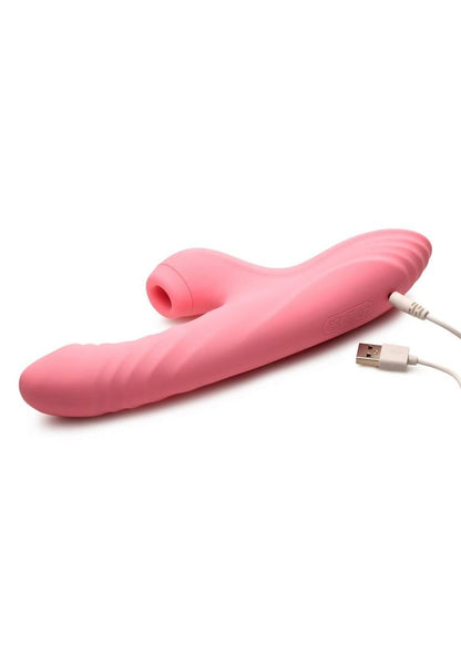 Shegasm Candy-Thrust Rechargeable Silicone Thrusting and Sucking Rabbit Vibrator