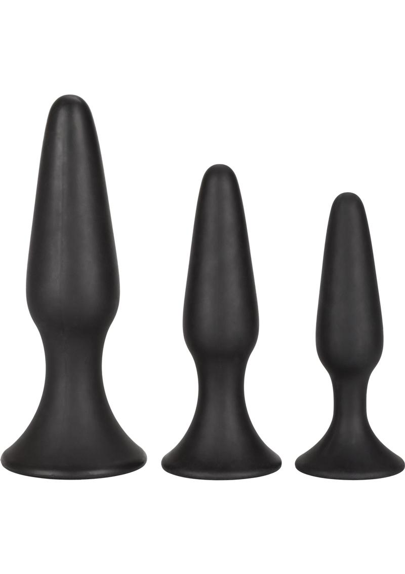 Silicone Anal Trainer Kit Black 3 Sizes - Black