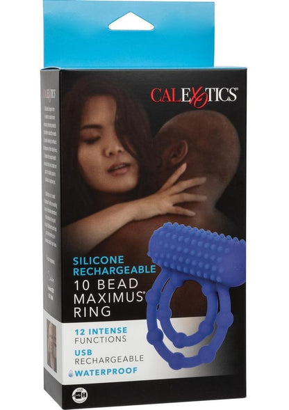 Silicone Rechargeable 10 Bead Maximus Couples Ring - Blue