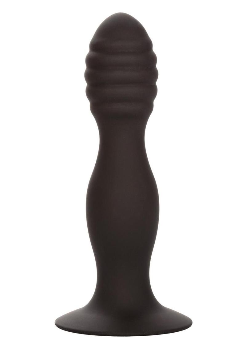 Silicone Ribbed Anal Stud - Black