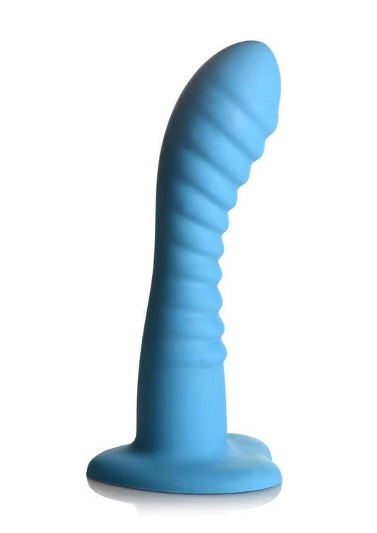 Simply Sweet Ribbed Silicone Dildo - Blue