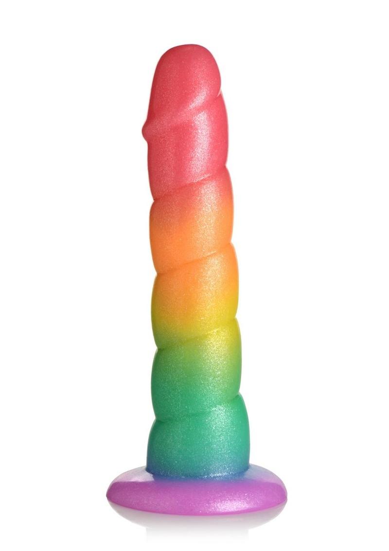 Simply Sweet Swirl Silicone Rainbow Dildo - Multicolor